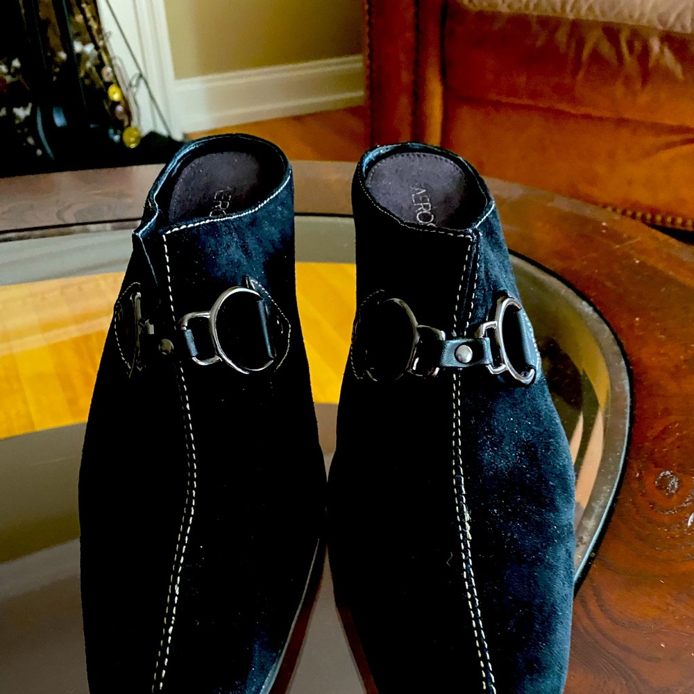 Women’s Black Suede Mules - Size 9.5
